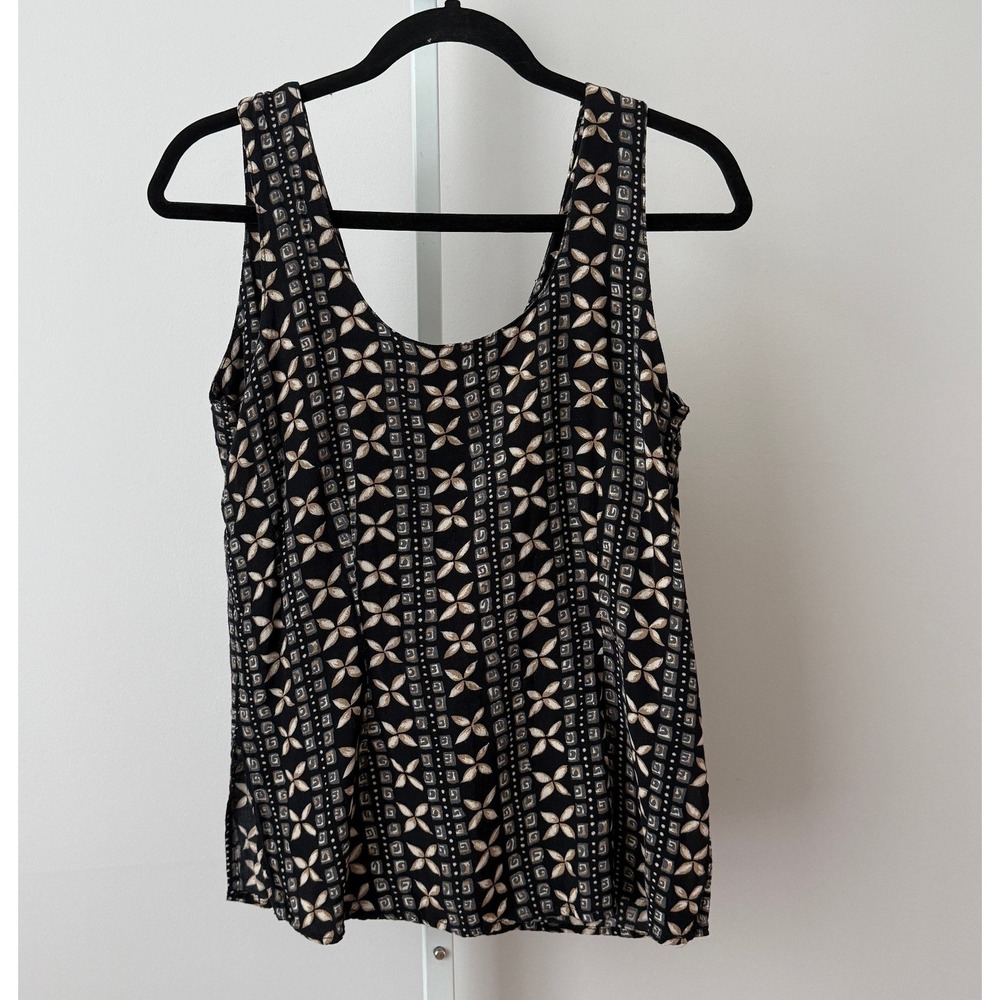 VTG Naomi Hasak L Black Tank Top Tie Boho Quirky Retro Twee Teacher Sleeveless